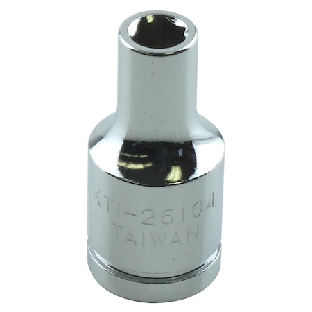 K-Tool International 1/4" Drive, 4mm Metric Socket, 6 Points, Chrome, Stan, 6 pt., 1/4"Drive, 4mm KTI-26104